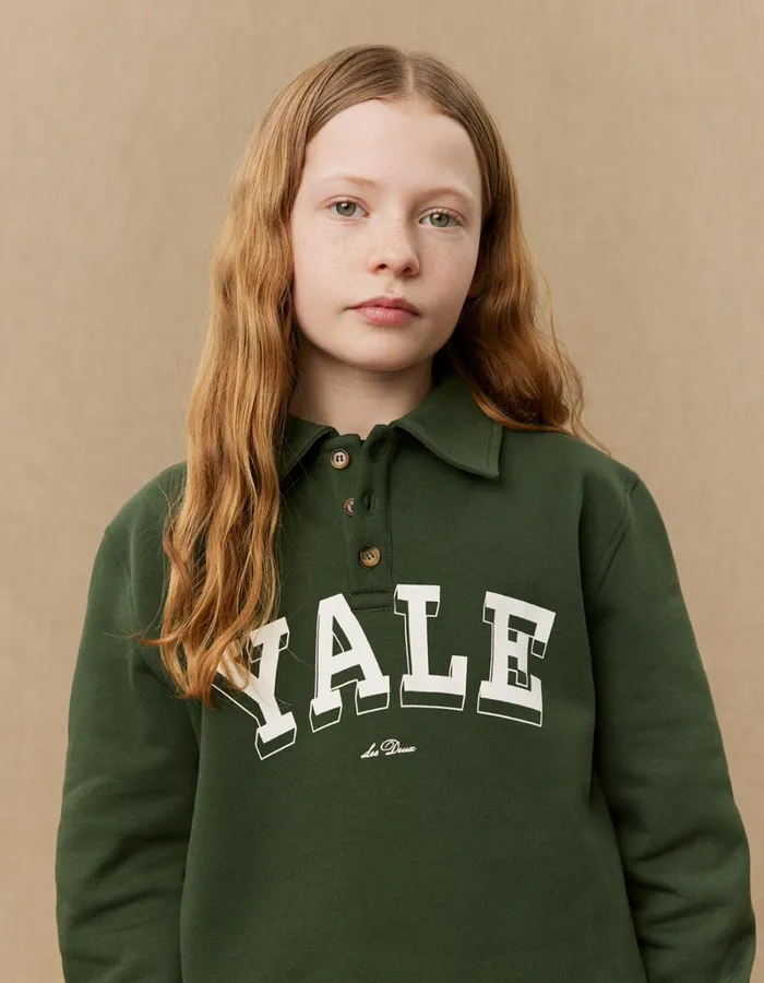 Kids Les Deux Yale Yale College Polo Sweatshirt KIDS 8211 Duffel Bag GreenIvory