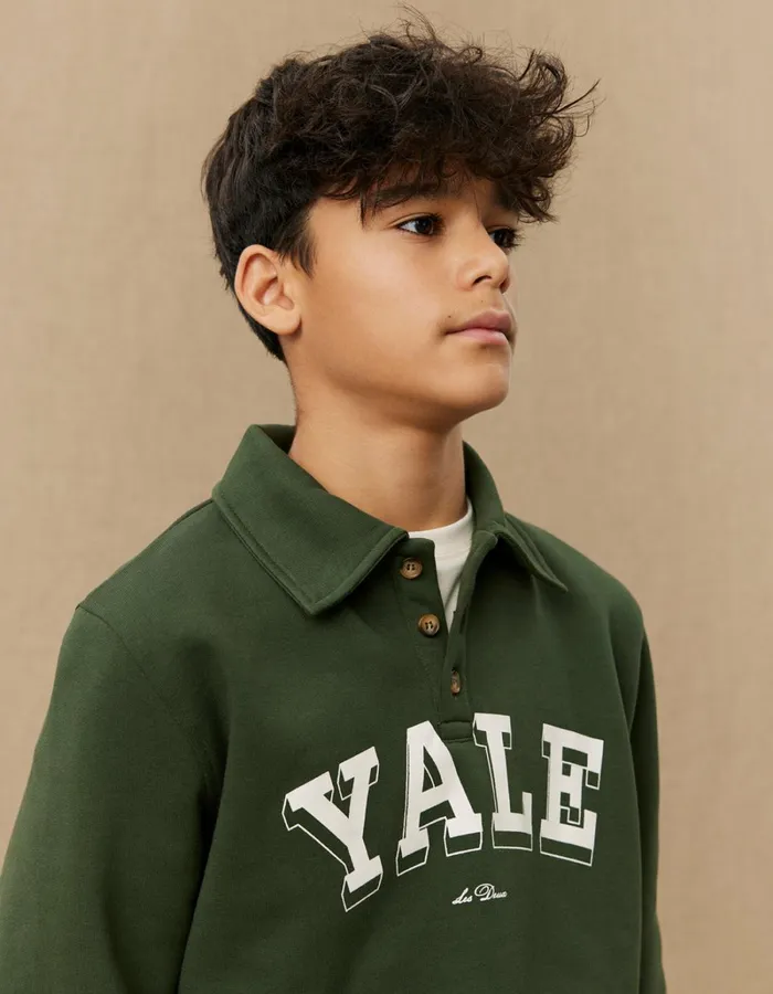 Kids Les Deux Yale Yale College Polo Sweatshirt KIDS 8211 Duffel Bag GreenIvory