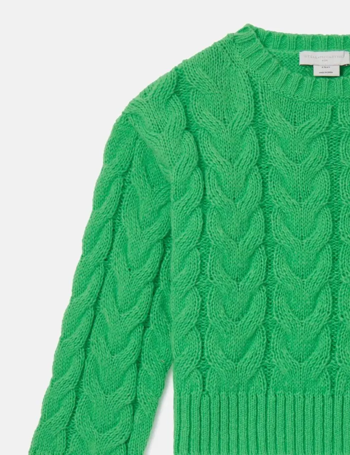 Kids Stella McCartney Sweaters and Cardigans Cable Knit Sweater Green Kids Stella McCartney Sweaters and Cardigans Cable Knit Sweater Green