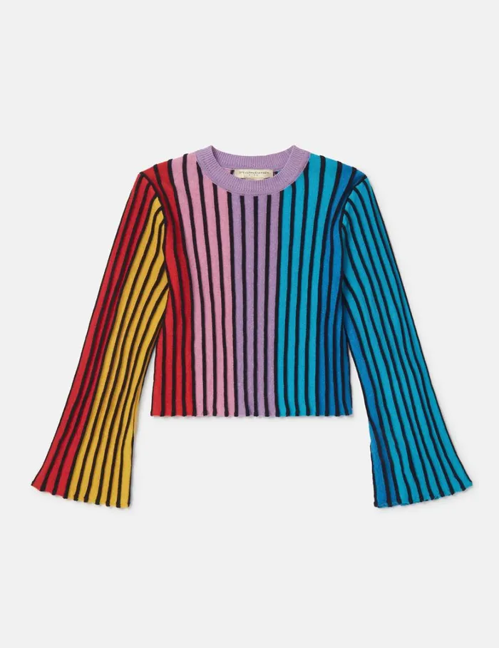 Kids Stella McCartney Sweaters and Cardigans Rainbow Striped Flared Top Multicolour
