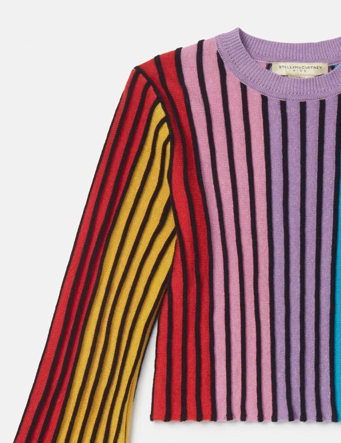 Kids Stella McCartney Sweaters and Cardigans Rainbow Striped Flared Top Multicolour Kids Stella McCartney Sweaters and Cardigans Rainbow Striped Flared Top Multicolour