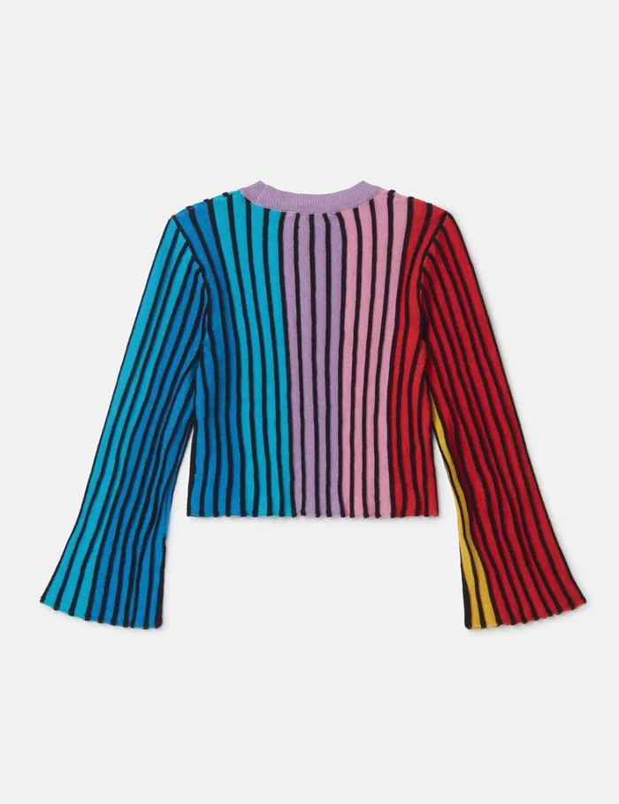 Kids Stella McCartney Sweaters and Cardigans Rainbow Striped Flared Top Multicolour Kids Stella McCartney Sweaters and Cardigans Rainbow Striped Flared Top Multicolour