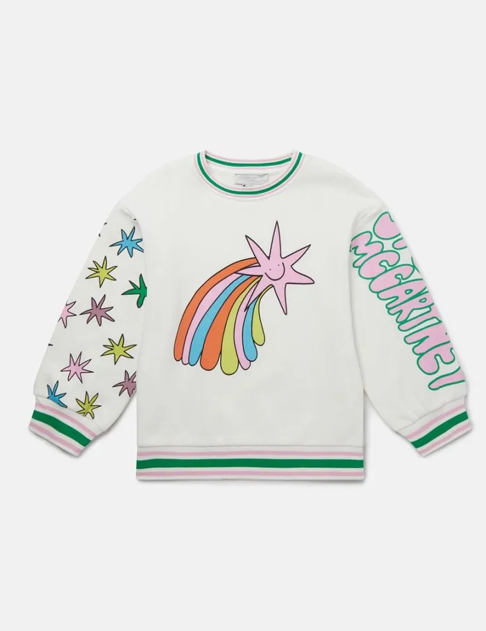 Kids Stella McCartney Sweaters and Cardigans Shooting Stars Graphic Sweatshirt Ivory