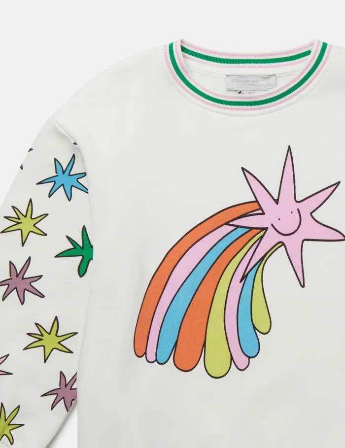 Kids Stella McCartney Sweaters and Cardigans Shooting Stars Graphic Sweatshirt Ivory Kids Stella McCartney Sweaters and Cardigans Shooting Stars Graphic Sweatshirt Ivory