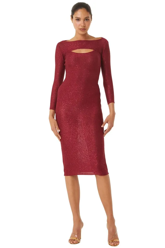 Knits Women MISA Los Angeles LISETTE DRESS Lipstick Red