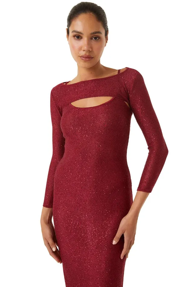 Knits Women MISA Los Angeles LISETTE DRESS Lipstick Red