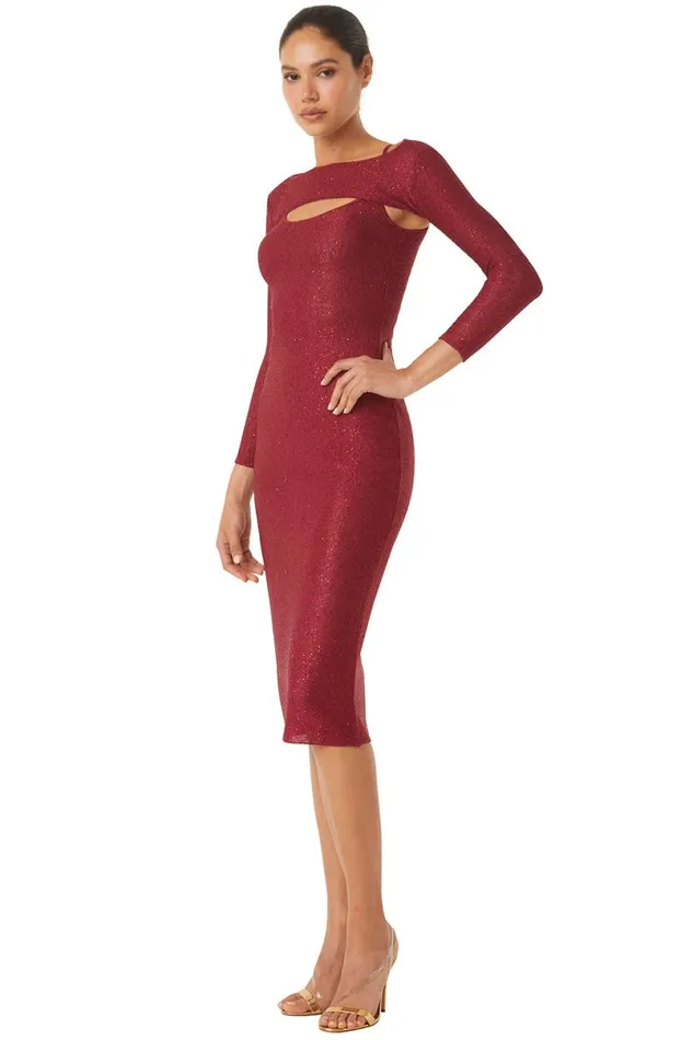 Knits Women MISA Los Angeles LISETTE DRESS Lipstick Red