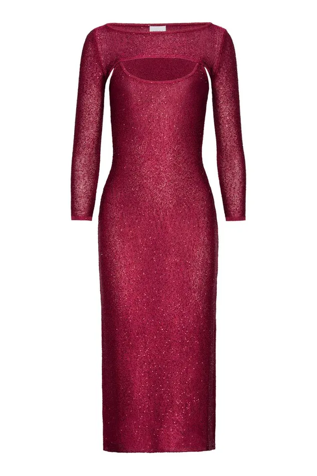 Knits Women MISA Los Angeles LISETTE DRESS Lipstick Red
