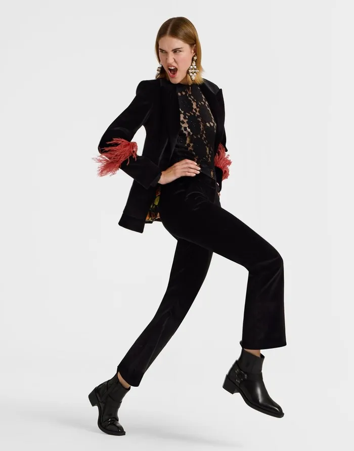 La Double J 247 Pants Solid Black In Cotton Velvet Ready To Wear Shorts and Pants