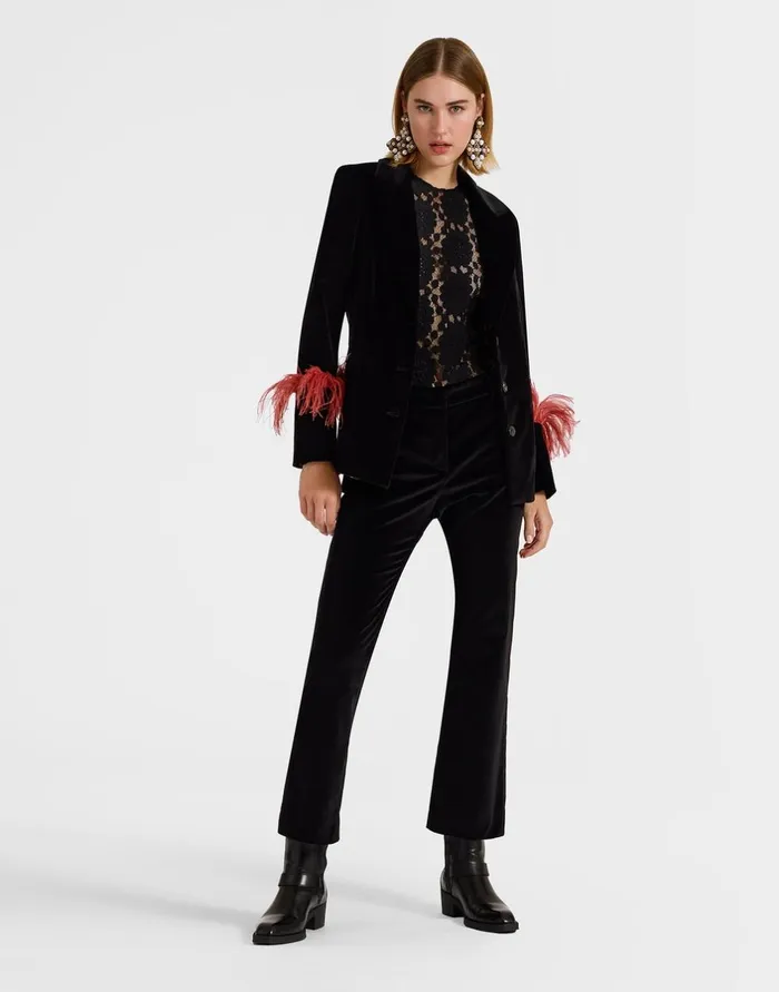 La Double J 247 Pants Solid Black In Cotton Velvet Ready To Wear Shorts and Pants La Double J 247 Pants Solid Black In Cotton Velvet Ready To Wear Shorts and Pants