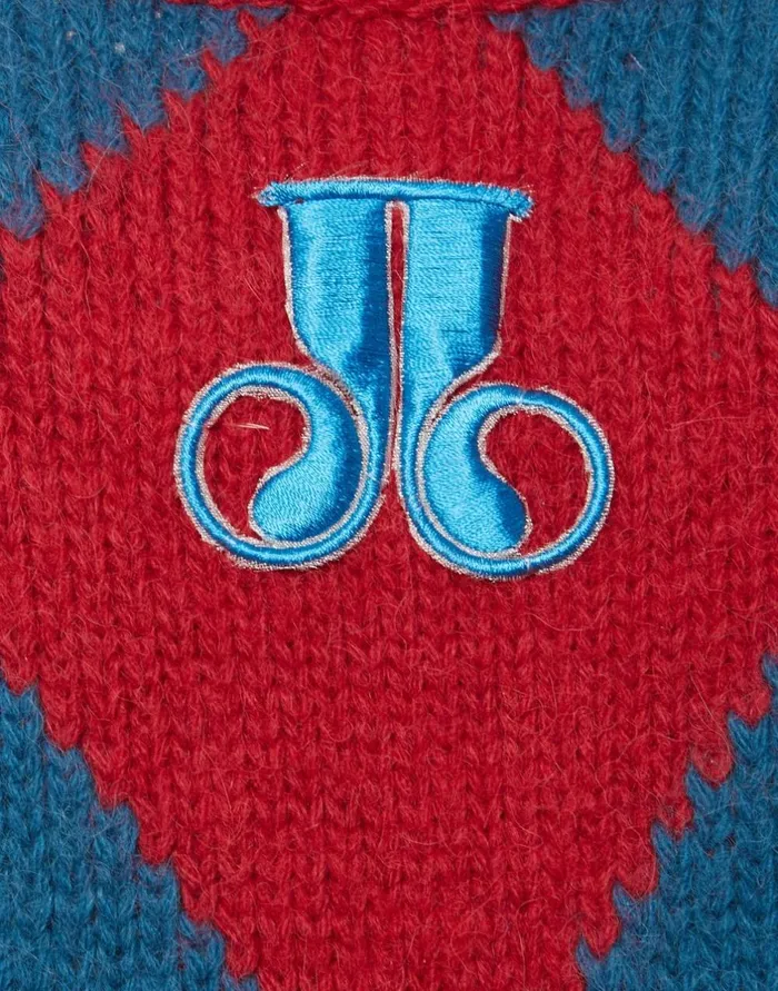 La Double J Argyle Gilet Red and Blue In Wool Ready To Wear Knitwear La Double J Argyle Gilet Red and Blue In Wool Ready To Wear Knitwear