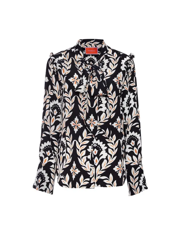 La Double J Ascot Shirt Ghirlanda Black In Crepe De Chine Ready To Wear Shirts and Tops La Double J Ascot Shirt Ghirlanda Black In Crepe De Chine Ready To Wear Shirts and Tops
