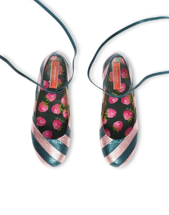 La Double J Ballerina Flats Acquamarine In Faux Python Ready To Wear Shoes La Double J Ballerina Flats Acquamarine In Faux Python Ready To Wear Shoes