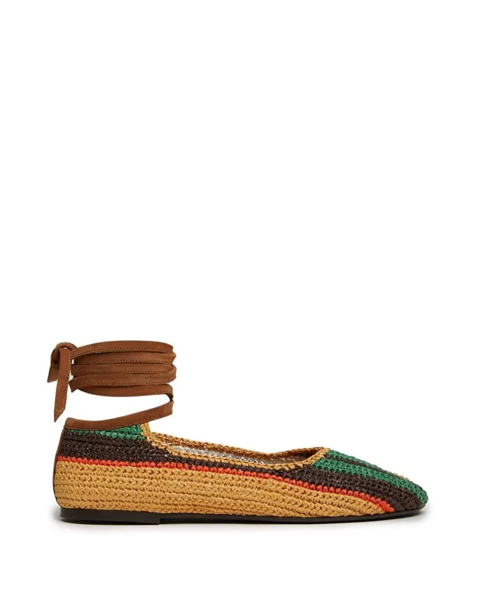 La Double J Ballerina Flats Multicolor Cioccolato In Raffia Ready To Wear Shoes La Double J Ballerina Flats Multicolor Cioccolato In Raffia Ready To Wear Shoes