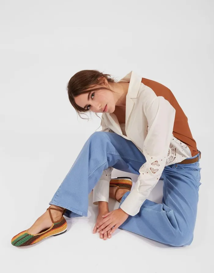 La Double J Ballerina Flats Multicolor Cioccolato In Raffia Ready To Wear Shoes La Double J Ballerina Flats Multicolor Cioccolato In Raffia Ready To Wear Shoes