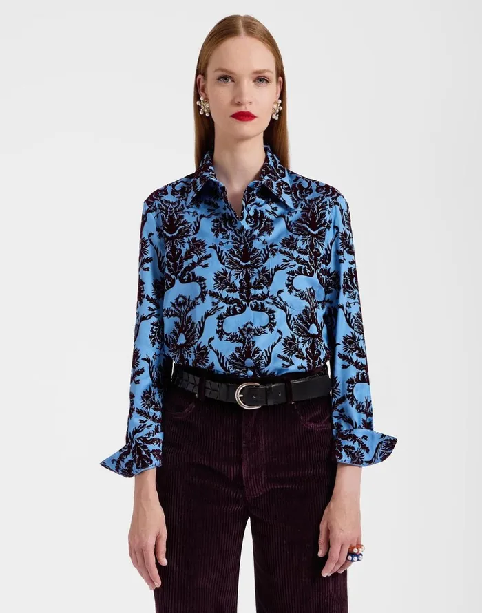 La Double J Boy Shirt Vaudeville Light Blue In Jacquard Ready To Wear Shirts and Tops