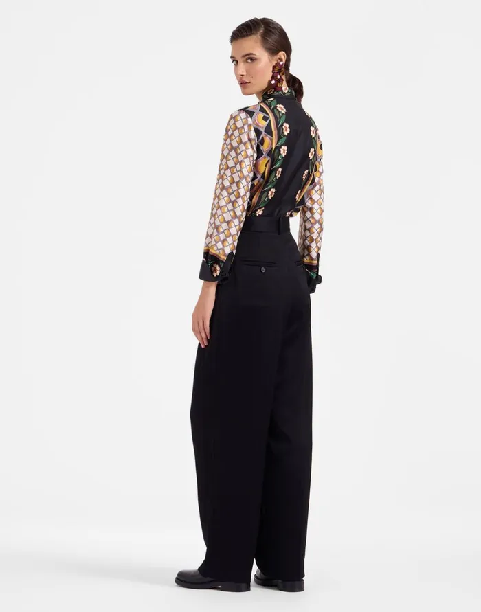 La Double J Brooklyn Pants Solid Black In Sable Satin Ready To Wear Shorts and Pants La Double J Brooklyn Pants Solid Black In Sable Satin Ready To Wear Shorts and Pants