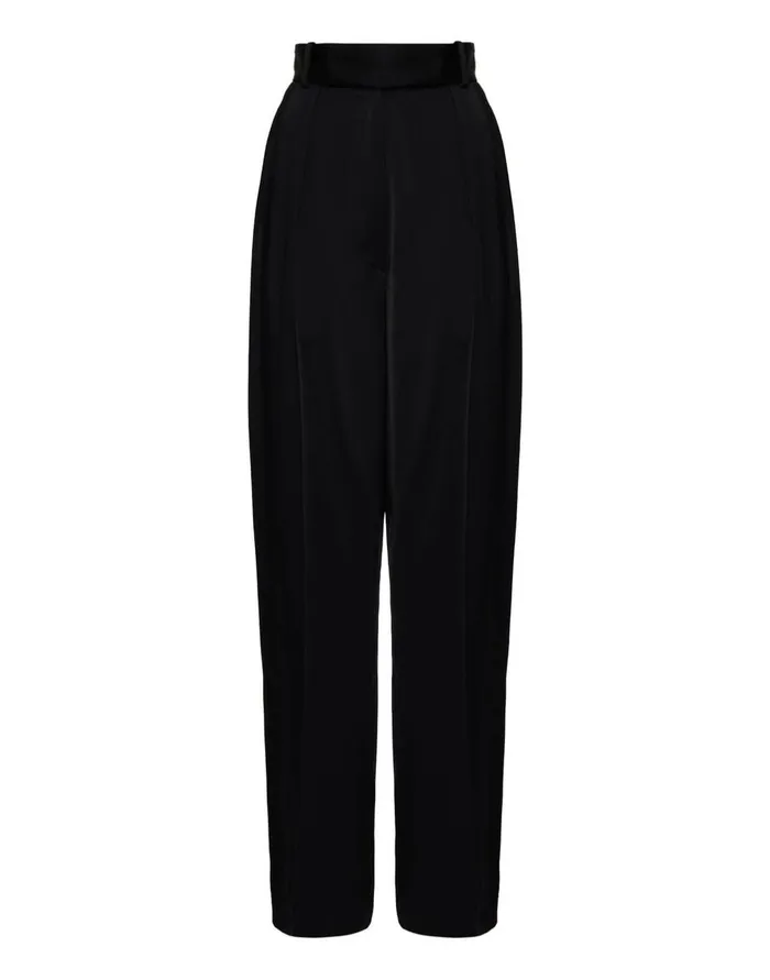 La Double J Brooklyn Pants Solid Black In Sable Satin Ready To Wear Shorts and Pants La Double J Brooklyn Pants Solid Black In Sable Satin Ready To Wear Shorts and Pants