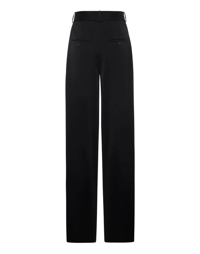 La Double J Brooklyn Pants Solid Black In Sable Satin Ready To Wear Shorts and Pants La Double J Brooklyn Pants Solid Black In Sable Satin Ready To Wear Shorts and Pants