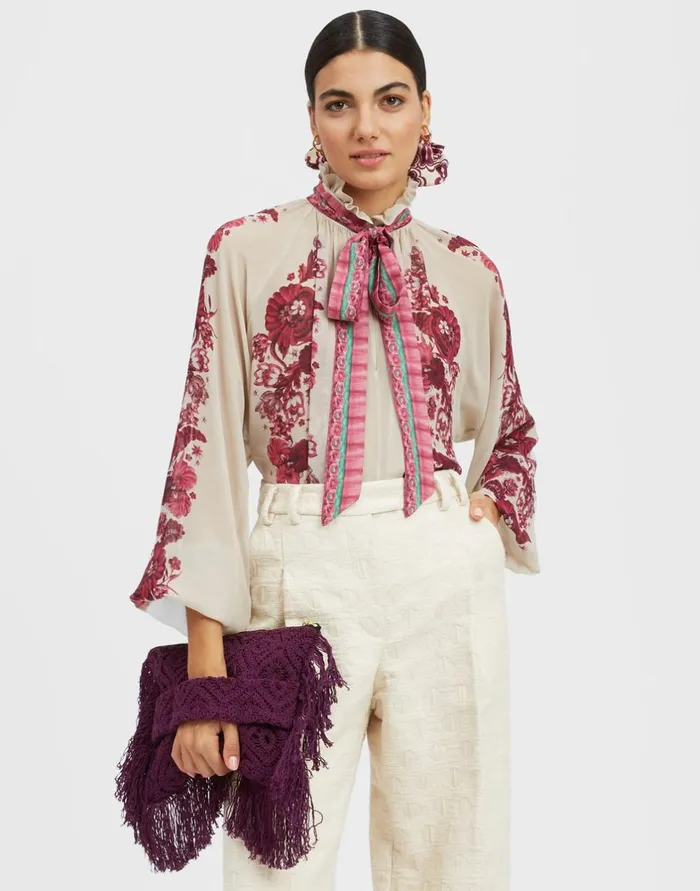 La Double J Cerere Blouse Zodiac Place Purple In Silk Chiffon Ready To Wear Shirts and Tops La Double J Cerere Blouse Zodiac Place Purple In Silk Chiffon Ready To Wear Shirts and Tops