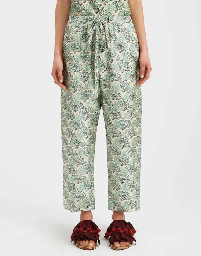 La Double J Drawstring Pants Fans Mint In Silk Twill Ready To Wear Shorts and Pants La Double J Drawstring Pants Fans Mint In Silk Twill Ready To Wear Shorts and Pants