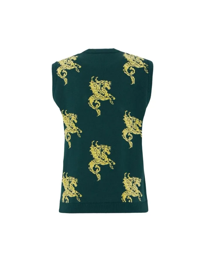 La Double J Gryphos Gilet Black and Lime In Fleece Jacquard Ready To Wear Knitwear La Double J Gryphos Gilet Black and Lime In Fleece Jacquard Ready To Wear Knitwear
