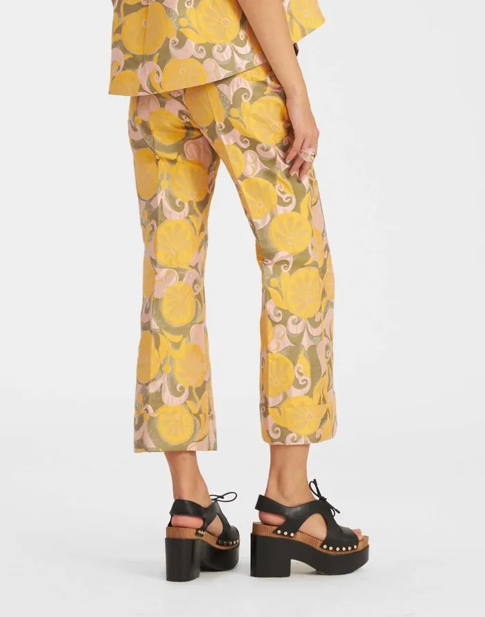 La Double J Hendrix Pants Moonflower Yellow In Jacquard Ready To Wear Shorts and Pants La Double J Hendrix Pants Moonflower Yellow In Jacquard Ready To Wear Shorts and Pants
