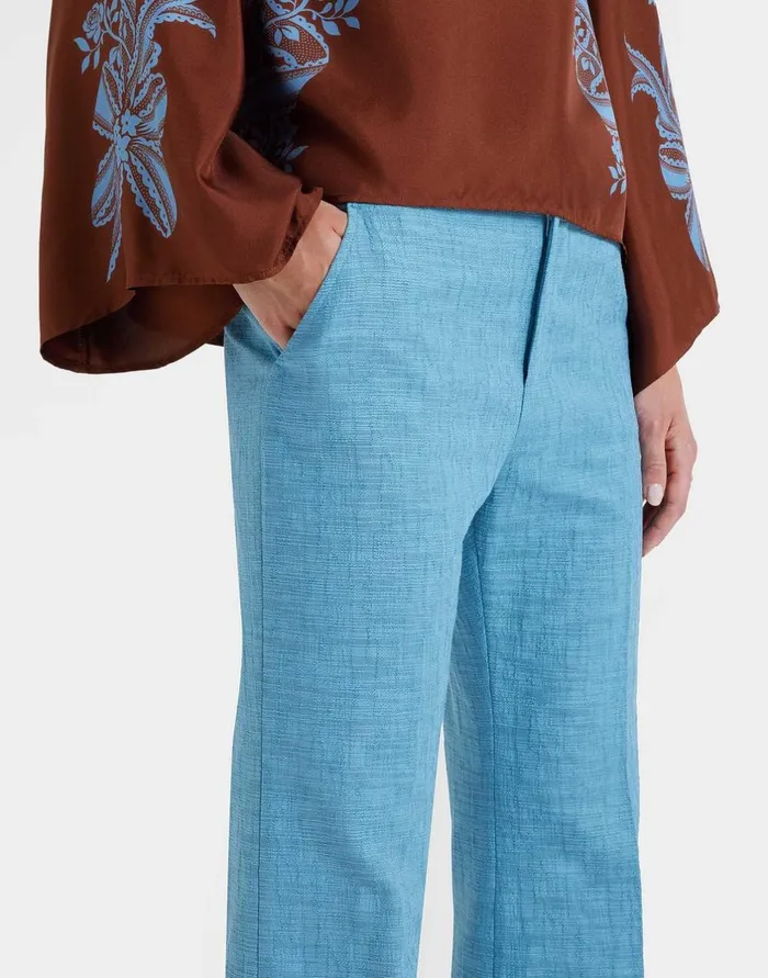 La Double J Hendrix Pants Solid Light Blue In Shot Cotton Ready To Wear Shorts and Pants La Double J Hendrix Pants Solid Light Blue In Shot Cotton Ready To Wear Shorts and Pants