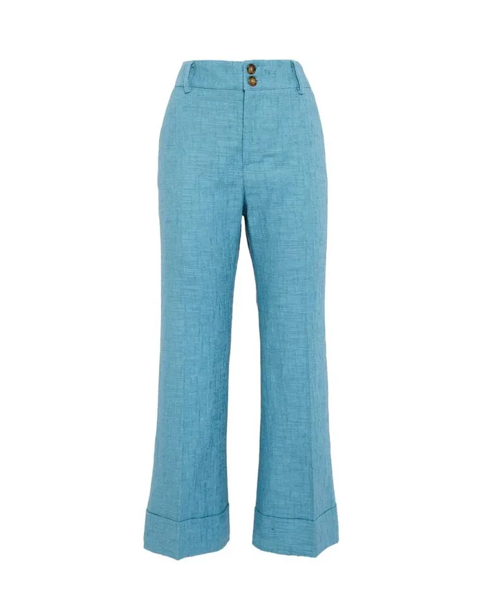 La Double J Hendrix Pants Solid Light Blue In Shot Cotton Ready To Wear Shorts and Pants La Double J Hendrix Pants Solid Light Blue In Shot Cotton Ready To Wear Shorts and Pants
