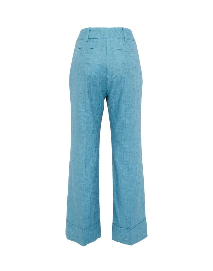 La Double J Hendrix Pants Solid Light Blue In Shot Cotton Ready To Wear Shorts and Pants La Double J Hendrix Pants Solid Light Blue In Shot Cotton Ready To Wear Shorts and Pants