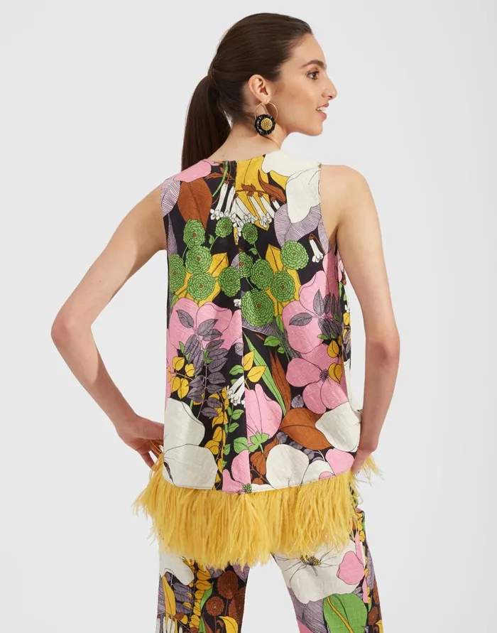 La Double J La Scala Top Big Flower In Shot Cotton Ready To Wear Shirts and Tops La Double J La Scala Top Big Flower In Shot Cotton Ready To Wear Shirts and Tops