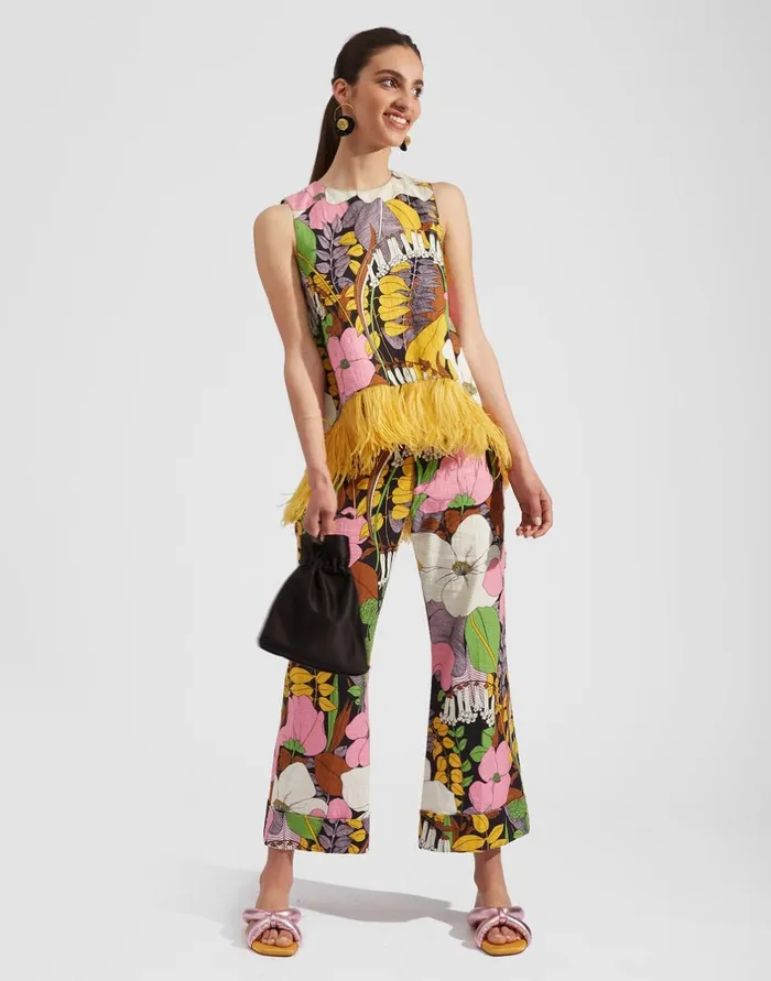 La Double J La Scala Top Big Flower In Shot Cotton Ready To Wear Shirts and Tops La Double J La Scala Top Big Flower In Shot Cotton Ready To Wear Shirts and Tops