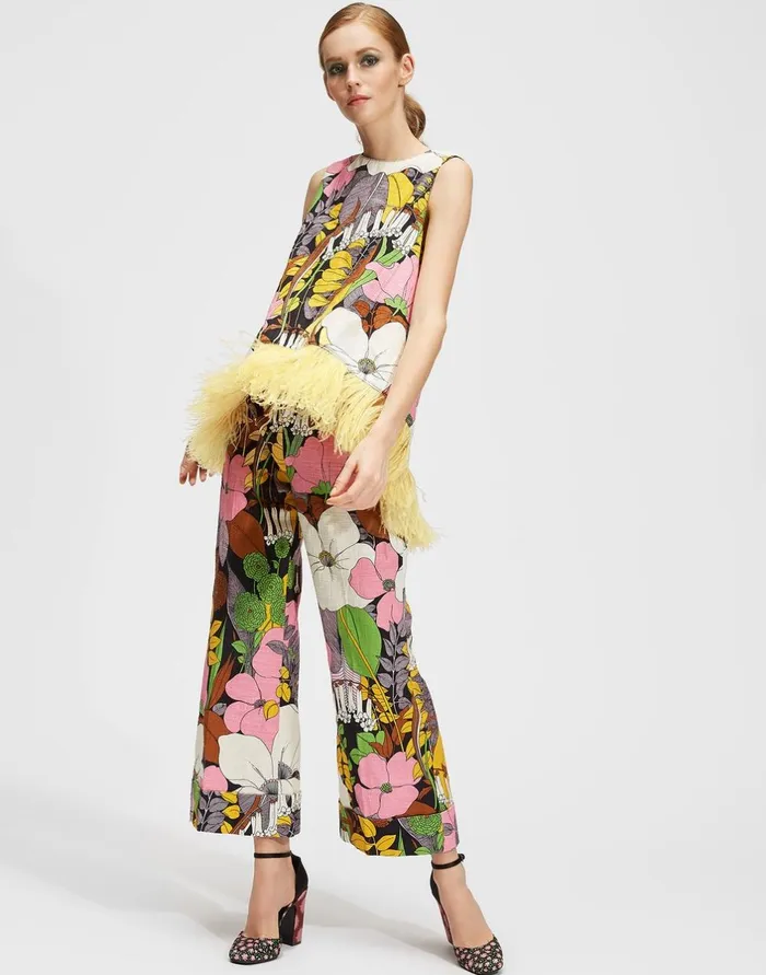 La Double J La Scala Top Big Flower In Shot Cotton Ready To Wear Shirts and Tops La Double J La Scala Top Big Flower In Shot Cotton Ready To Wear Shirts and Tops