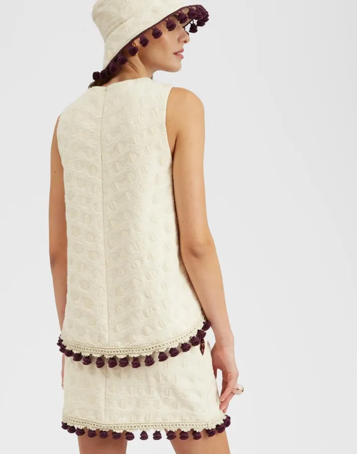 La Double J La Scala Top Creamy In Jacquard With Tassels Ready To Wear Shirts and Tops La Double J La Scala Top Creamy In Jacquard With Tassels Ready To Wear Shirts and Tops