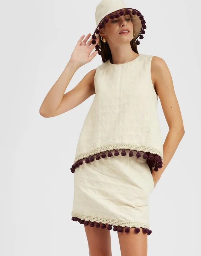 La Double J La Scala Top Creamy In Jacquard With Tassels Ready To Wear Shirts and Tops La Double J La Scala Top Creamy In Jacquard With Tassels Ready To Wear Shirts and Tops