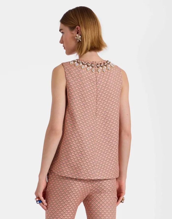 La Double J La Scala Top Tulip Pale Pink In Jacquard Embroidered Ready To Wear Shirts and Tops La Double J La Scala Top Tulip Pale Pink In Jacquard Embroidered Ready To Wear Shirts and Tops