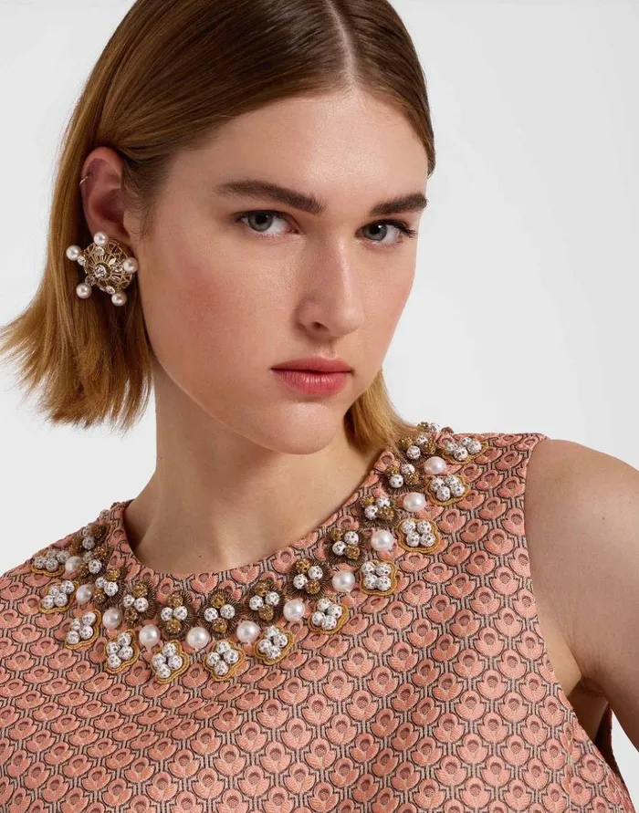 La Double J La Scala Top Tulip Pale Pink In Jacquard Embroidered Ready To Wear Shirts and Tops La Double J La Scala Top Tulip Pale Pink In Jacquard Embroidered Ready To Wear Shirts and Tops