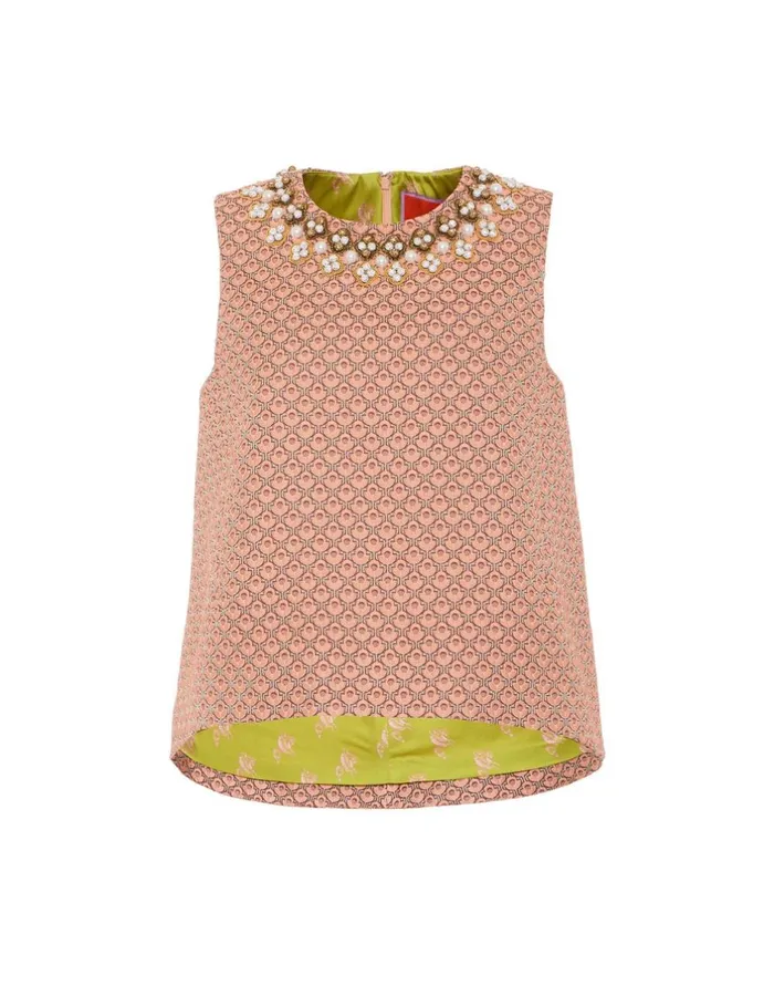 La Double J La Scala Top Tulip Pale Pink In Jacquard Embroidered Ready To Wear Shirts and Tops La Double J La Scala Top Tulip Pale Pink In Jacquard Embroidered Ready To Wear Shirts and Tops