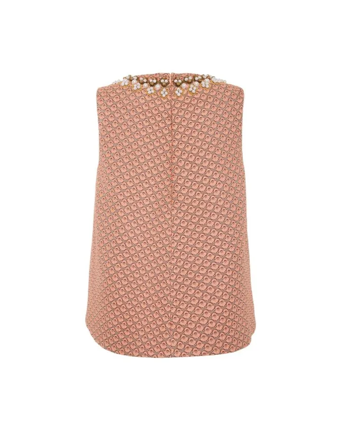 La Double J La Scala Top Tulip Pale Pink In Jacquard Embroidered Ready To Wear Shirts and Tops La Double J La Scala Top Tulip Pale Pink In Jacquard Embroidered Ready To Wear Shirts and Tops