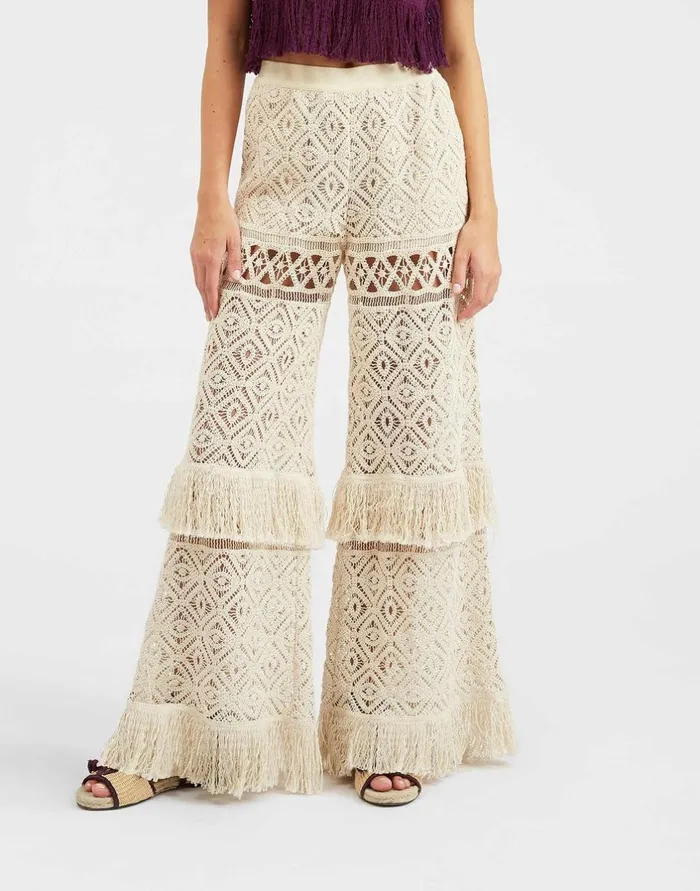 La Double J Lacey Palazzo Pants Plaza Cream In Macram Ready To Wear Shorts and Pants