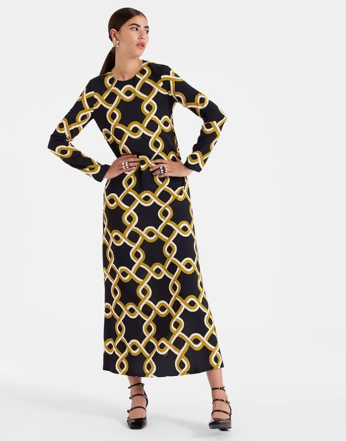 La Double J Long Sleeve Swing Dress Tackle Black In Sabl Ready To Wear Dresses