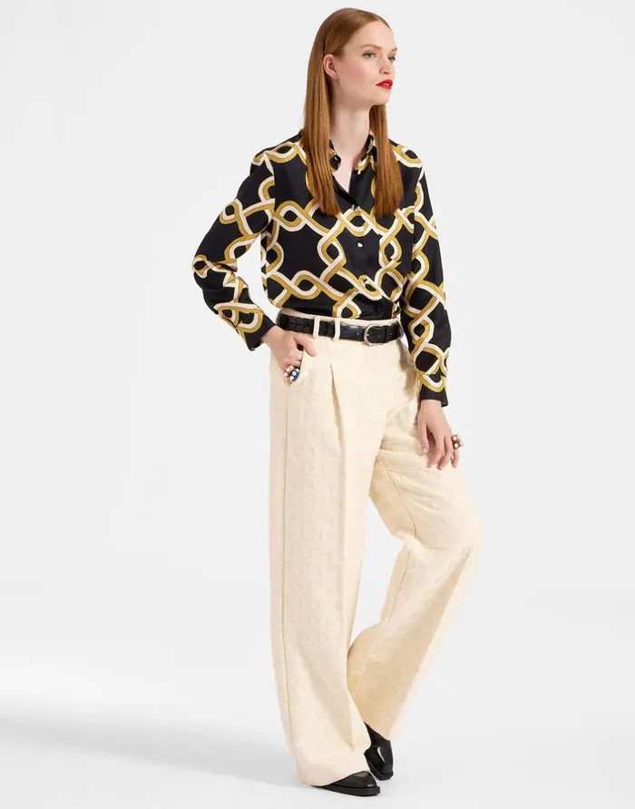 La Double J Loose Pants Creamy In Jacquard Ready To Wear Shorts and Pants