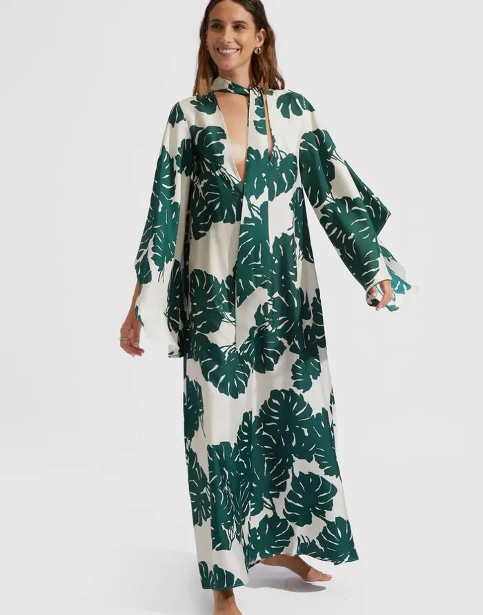 La Double J Magnifico Dress Monstera In Silk Twill Ready To Wear Dresses La Double J Magnifico Dress Monstera In Silk Twill Ready To Wear Dresses