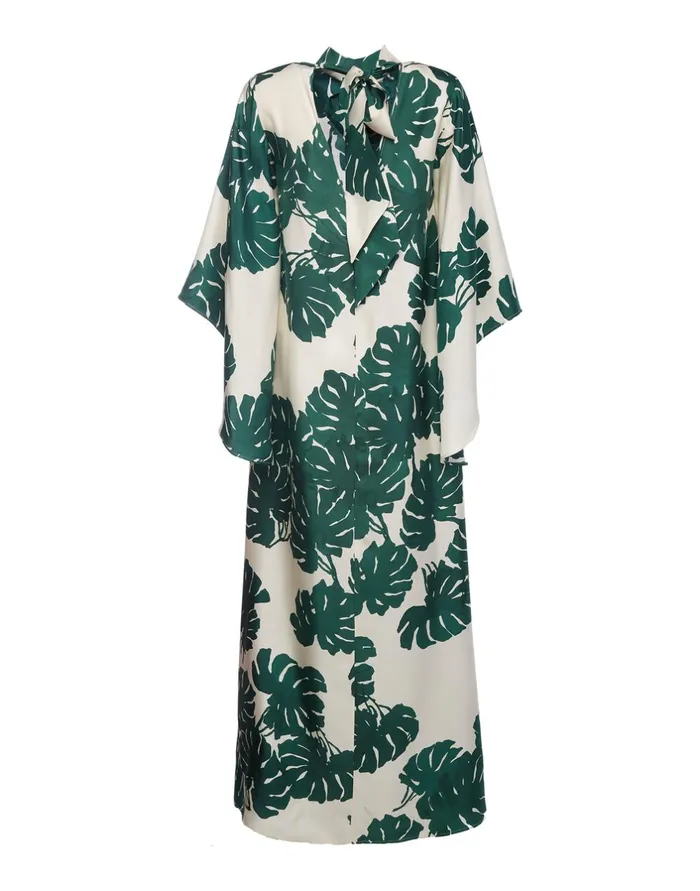 La Double J Magnifico Dress Monstera In Silk Twill Ready To Wear Dresses La Double J Magnifico Dress Monstera In Silk Twill Ready To Wear Dresses