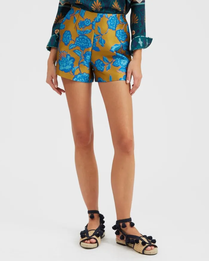 La Double J Margarita Shorts Hottie Turquoise In Jacquard Ready To Wear Shorts and Pants La Double J Margarita Shorts Hottie Turquoise In Jacquard Ready To Wear Shorts and Pants