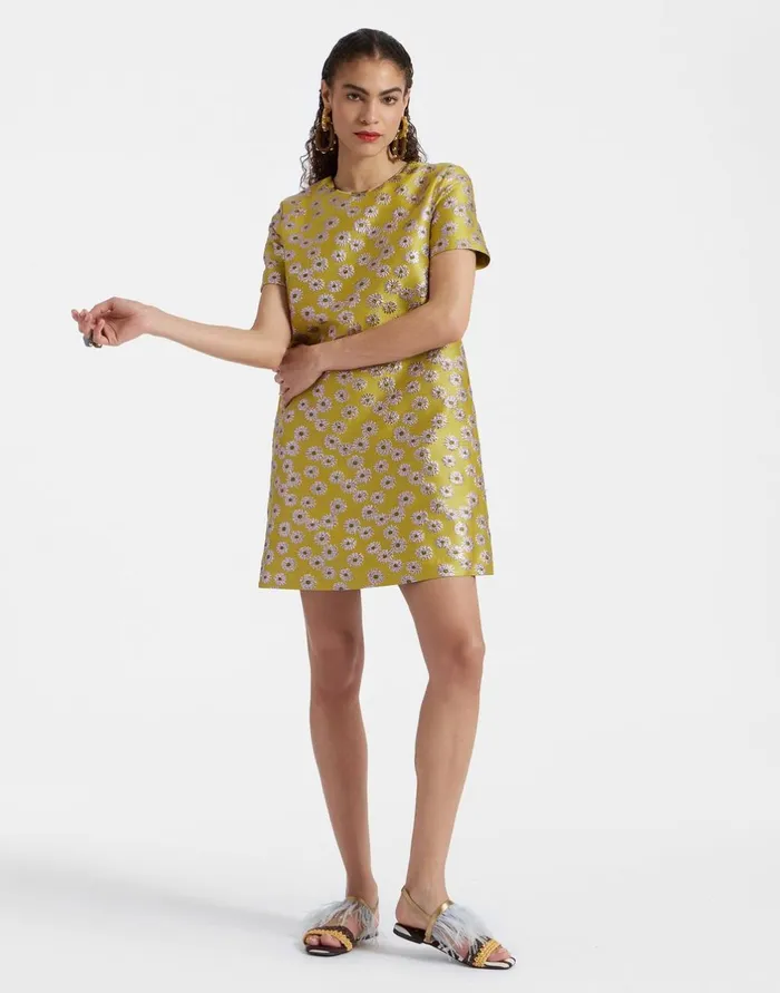 La Double J Mini Swing Dress Margarita In Jacquard Ready To Wear Dresses