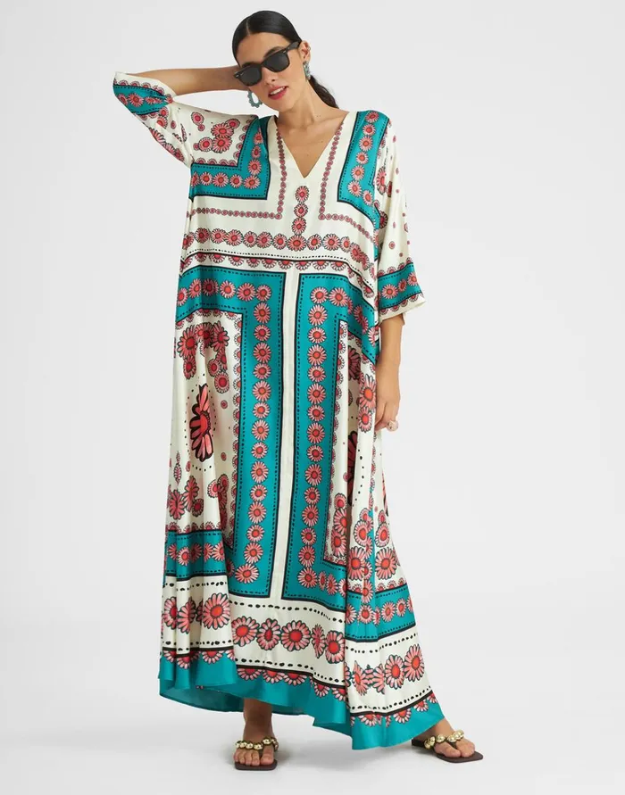 La Double J Muumuu Dress Place Daisy Place Turquoise In Twill Silk Ready To Wear Dresses La Double J Muumuu Dress Place Daisy Place Turquoise In Twill Silk Ready To Wear Dresses