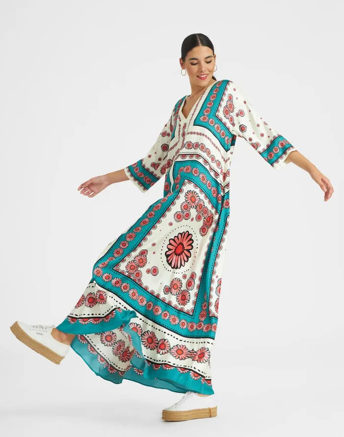La Double J Muumuu Dress Place Daisy Place Turquoise In Twill Silk Ready To Wear Dresses La Double J Muumuu Dress Place Daisy Place Turquoise In Twill Silk Ready To Wear Dresses