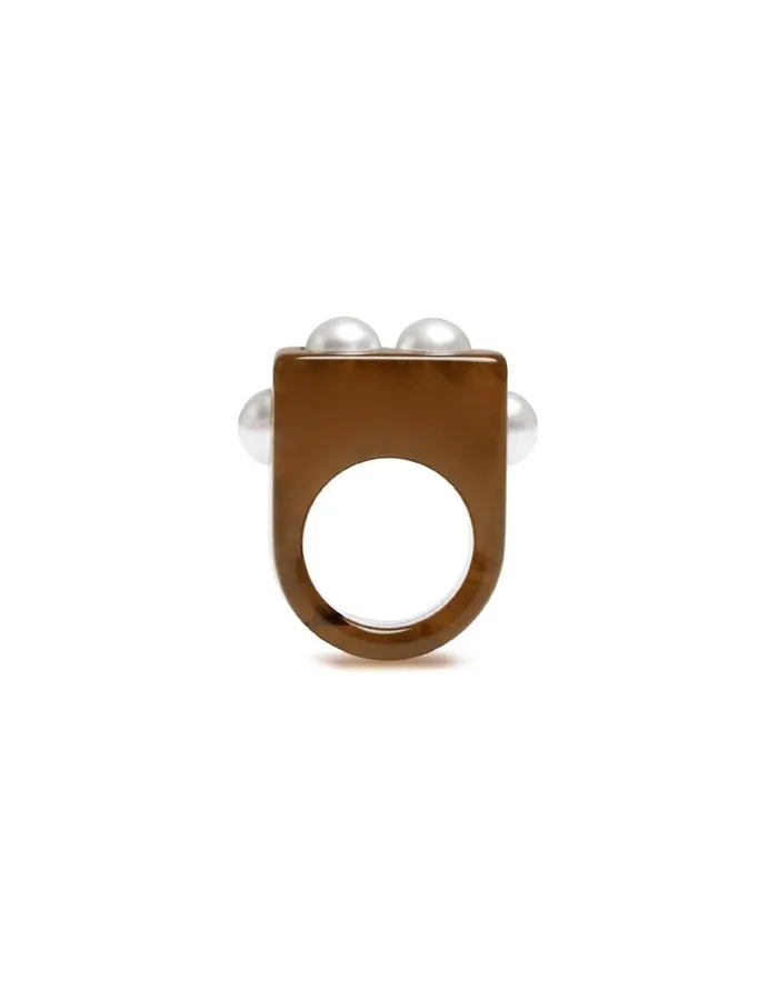 La Double J Nefertiti Ring Solid Tortoiseshell In Acrylic Resin Ready To Wear Jewelry