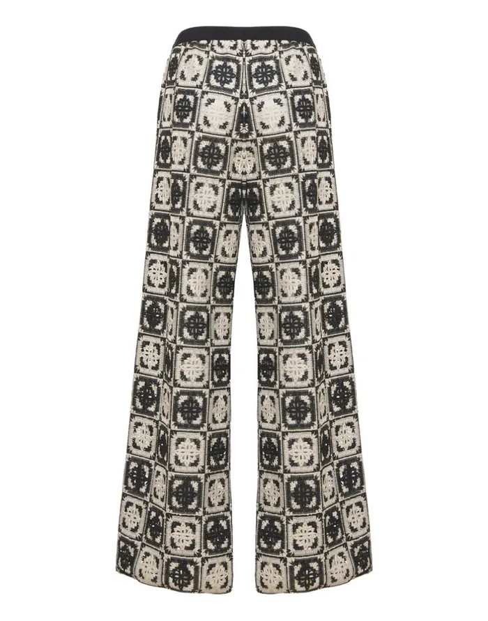 La Double J Palazzo Pants Mini Tiles Black In Macram Ready To Wear Shorts and Pants La Double J Palazzo Pants Mini Tiles Black In Macram Ready To Wear Shorts and Pants